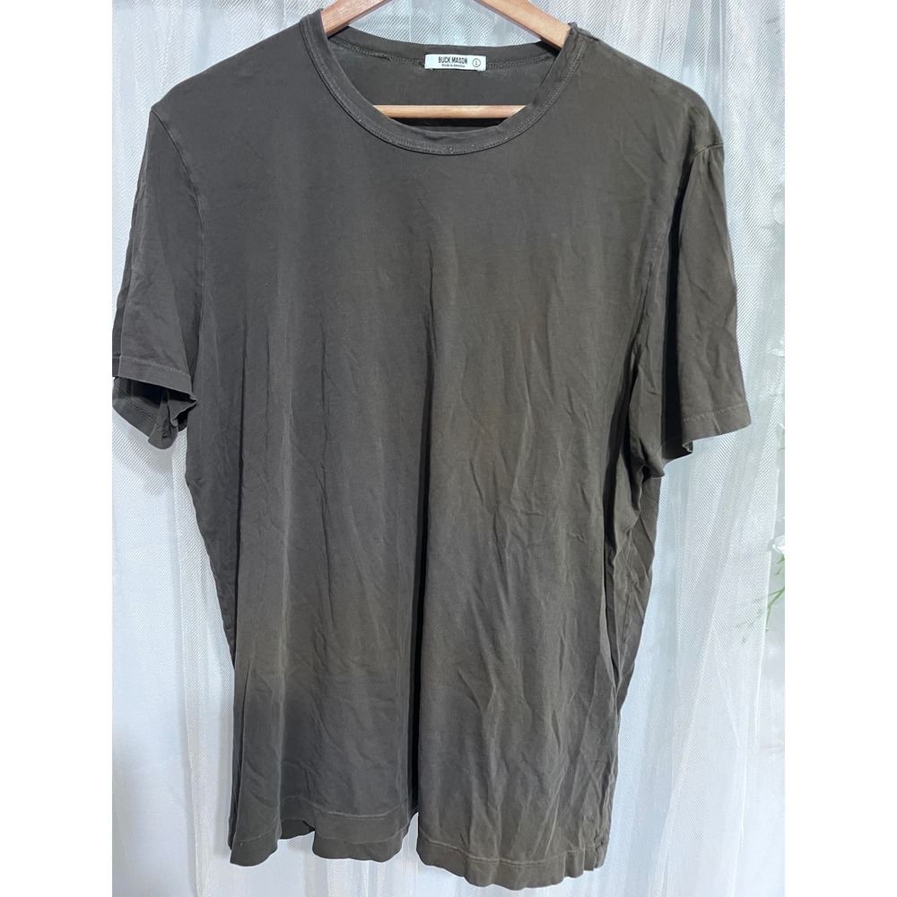 Buck Mason Mens Large Short Sleeve Crew Neck T-Shirt brown Made in USA